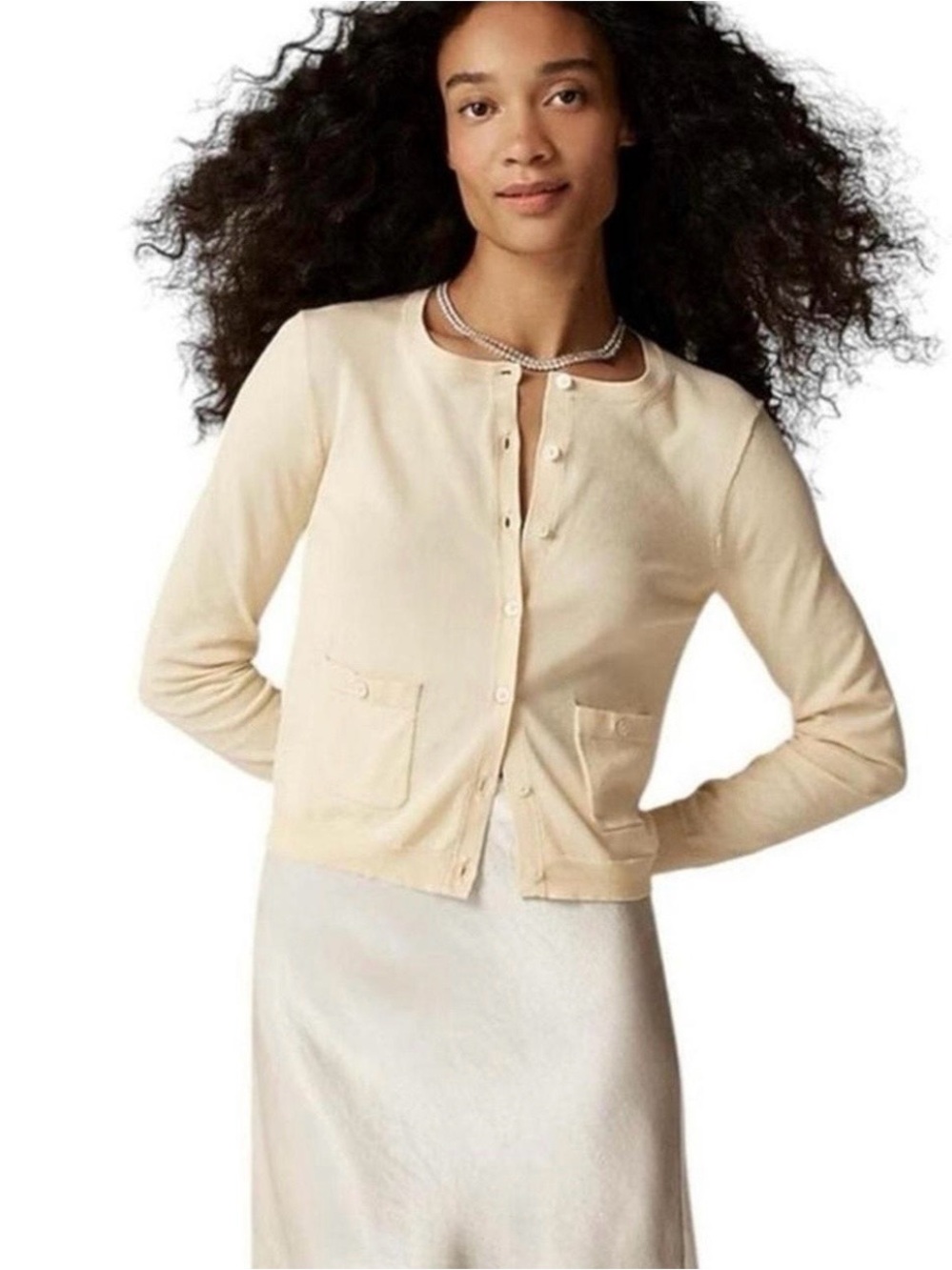J.Crew Pale Yellow Button-Front Cardigan 100% Cotton
